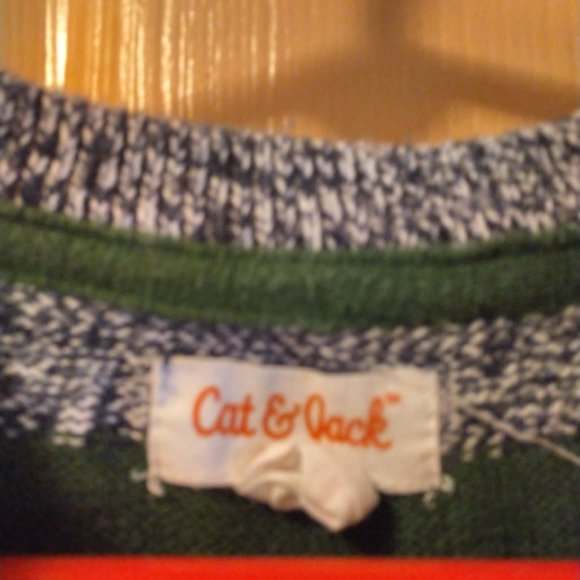 Cat & Jack boys holiday green striped sweater 8/10 - Picture 5 of 8